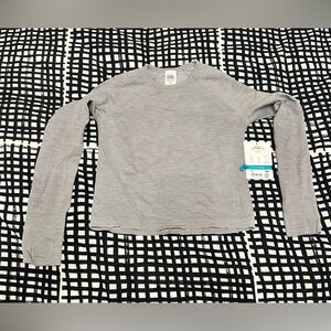 Athleta Girl Size L/12  Grey Long Sleeve Power Up Sport Length Seamless Top NWT